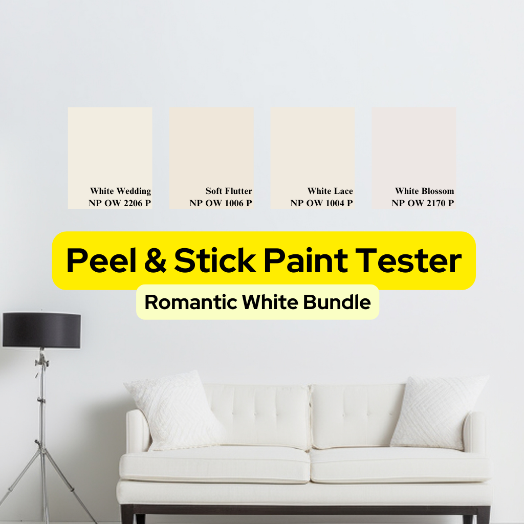 Bundle - Romantic White - GEKKOSG Peel And Stick Nippon Paint Tester / Paint Sample
